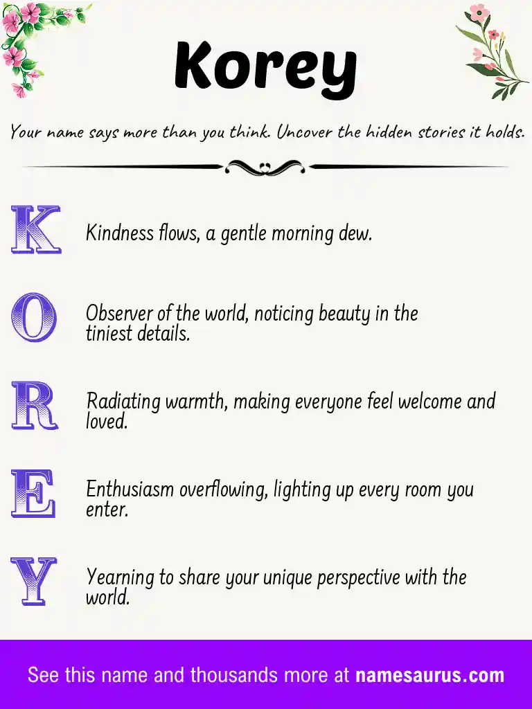 Acrostic poem about Korey.