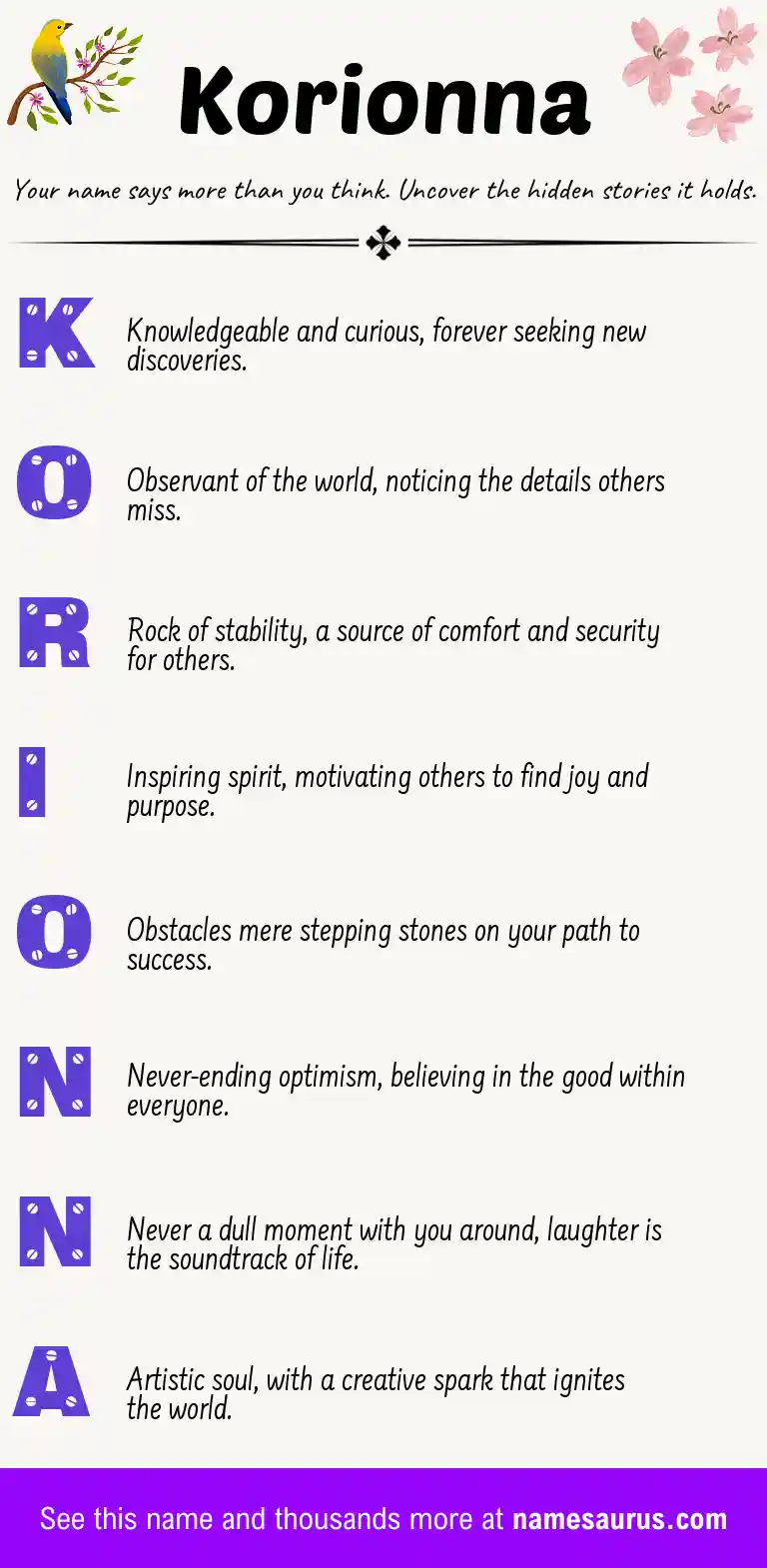 Acrostic poem about Korionna.