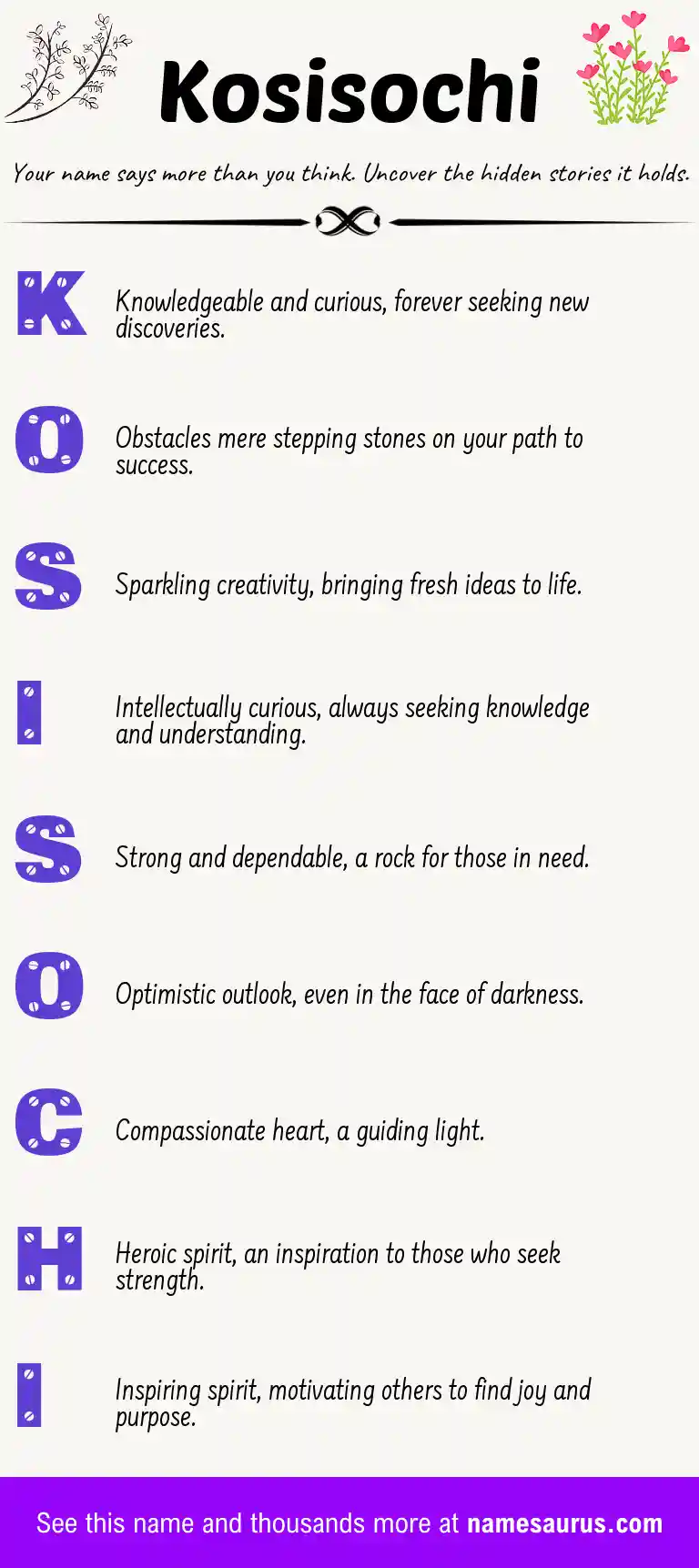 Acrostic poem about Kosisochi.