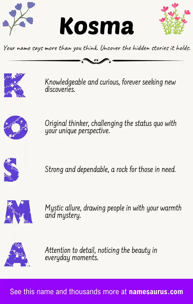 Acrostic poem about Kosma.