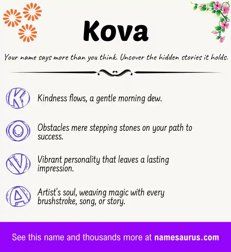 Acrostic poem about Kova.