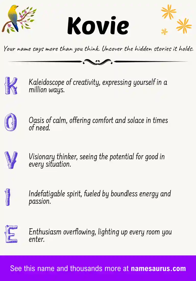 Acrostic poem about Kovie.
