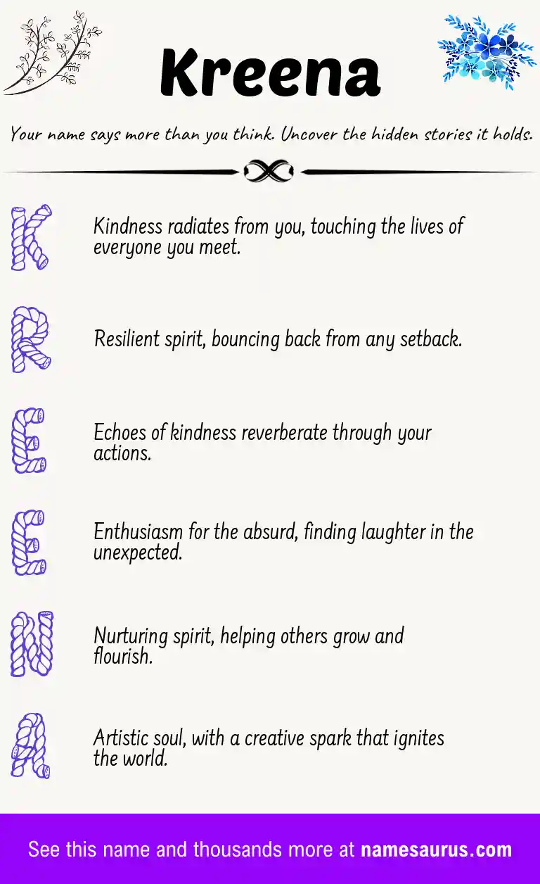 Acrostic poem about Kreena.
