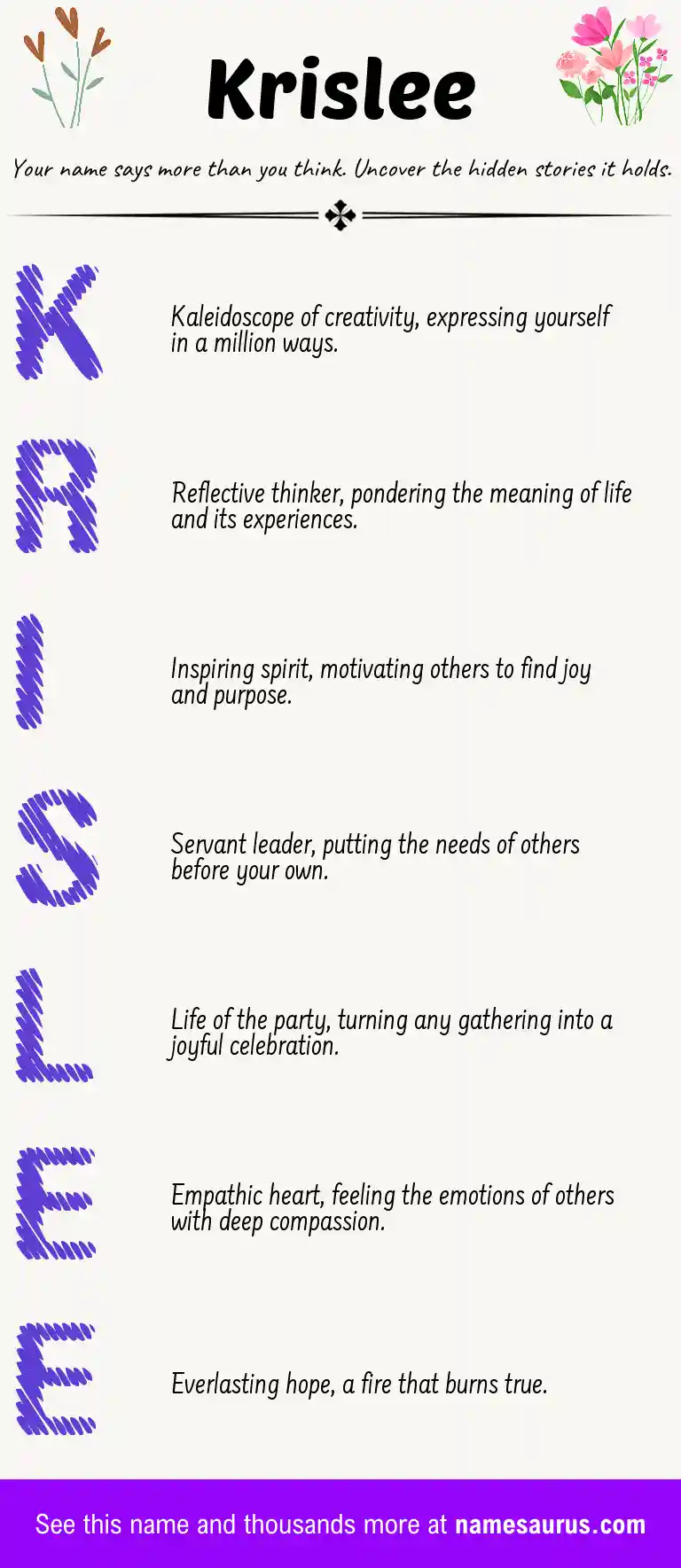 Acrostic poem about Krislee.