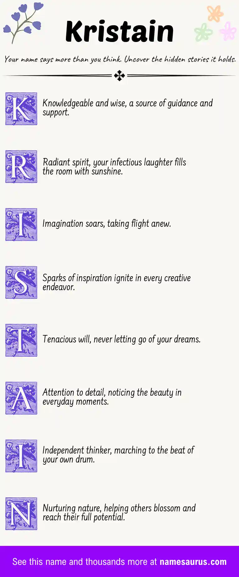 Acrostic poem about Kristain.