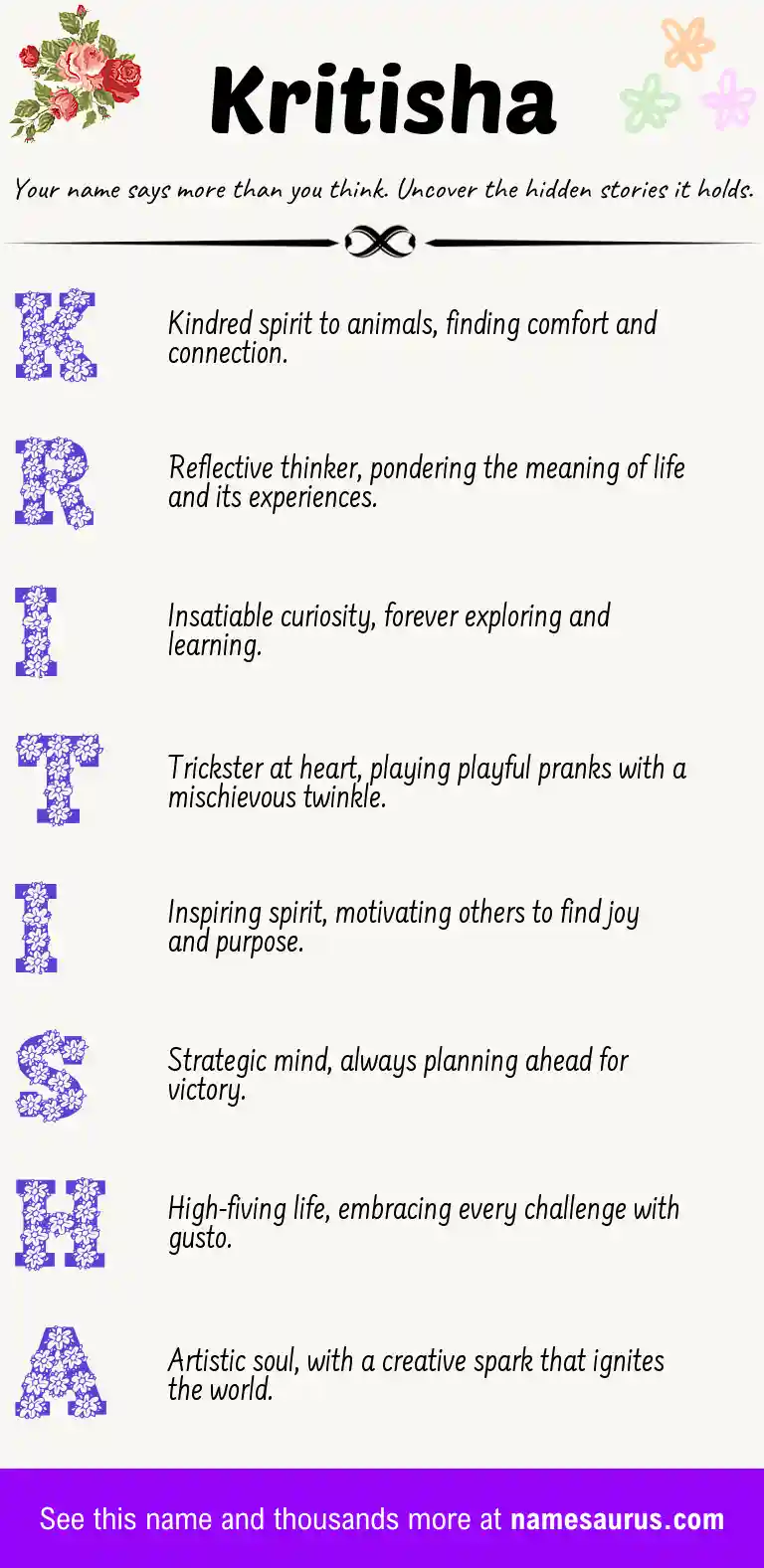 Acrostic poem about Kritisha.