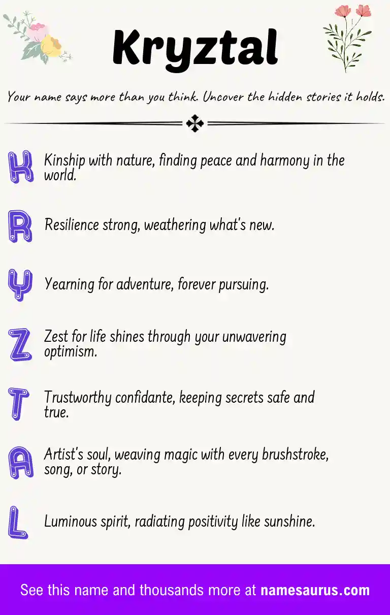 Acrostic poem about Kryztal.