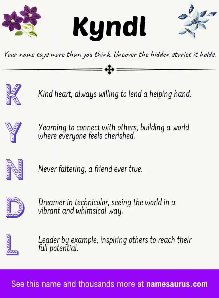 Acrostic poem about Kyndl.