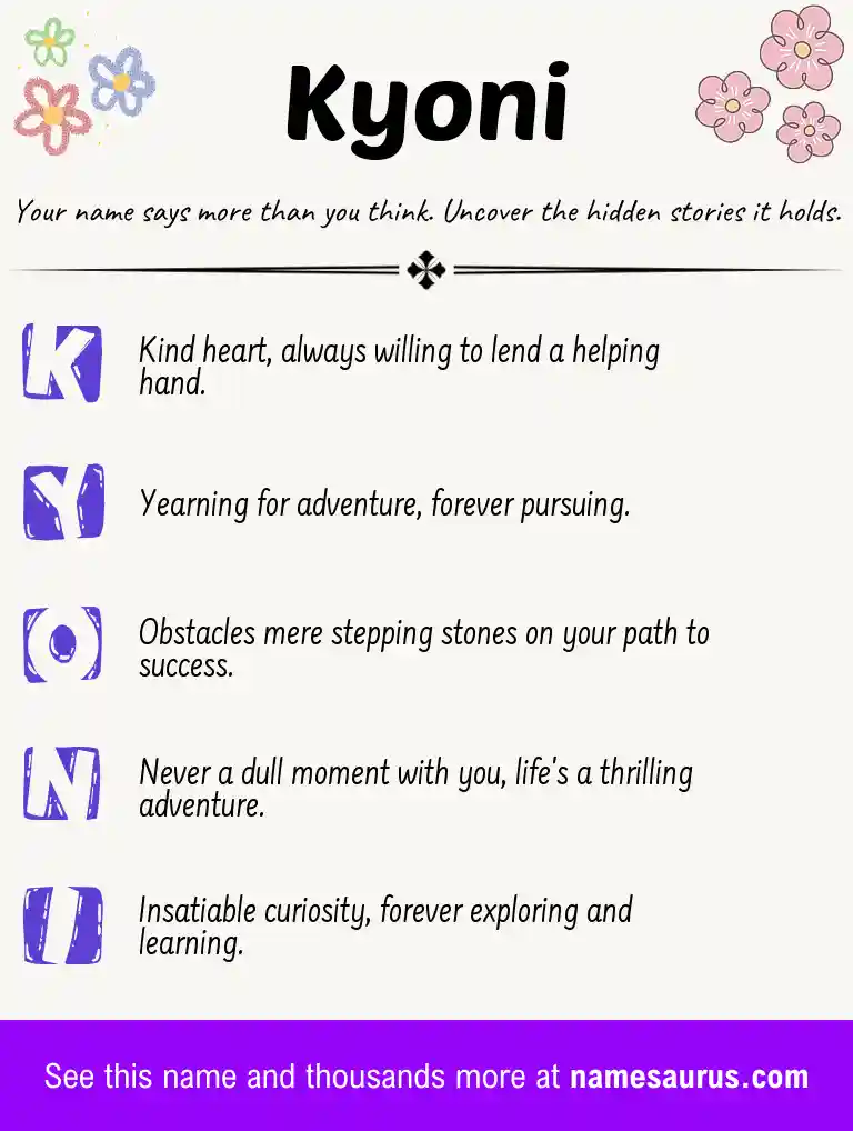 Acrostic poem about Kyoni.