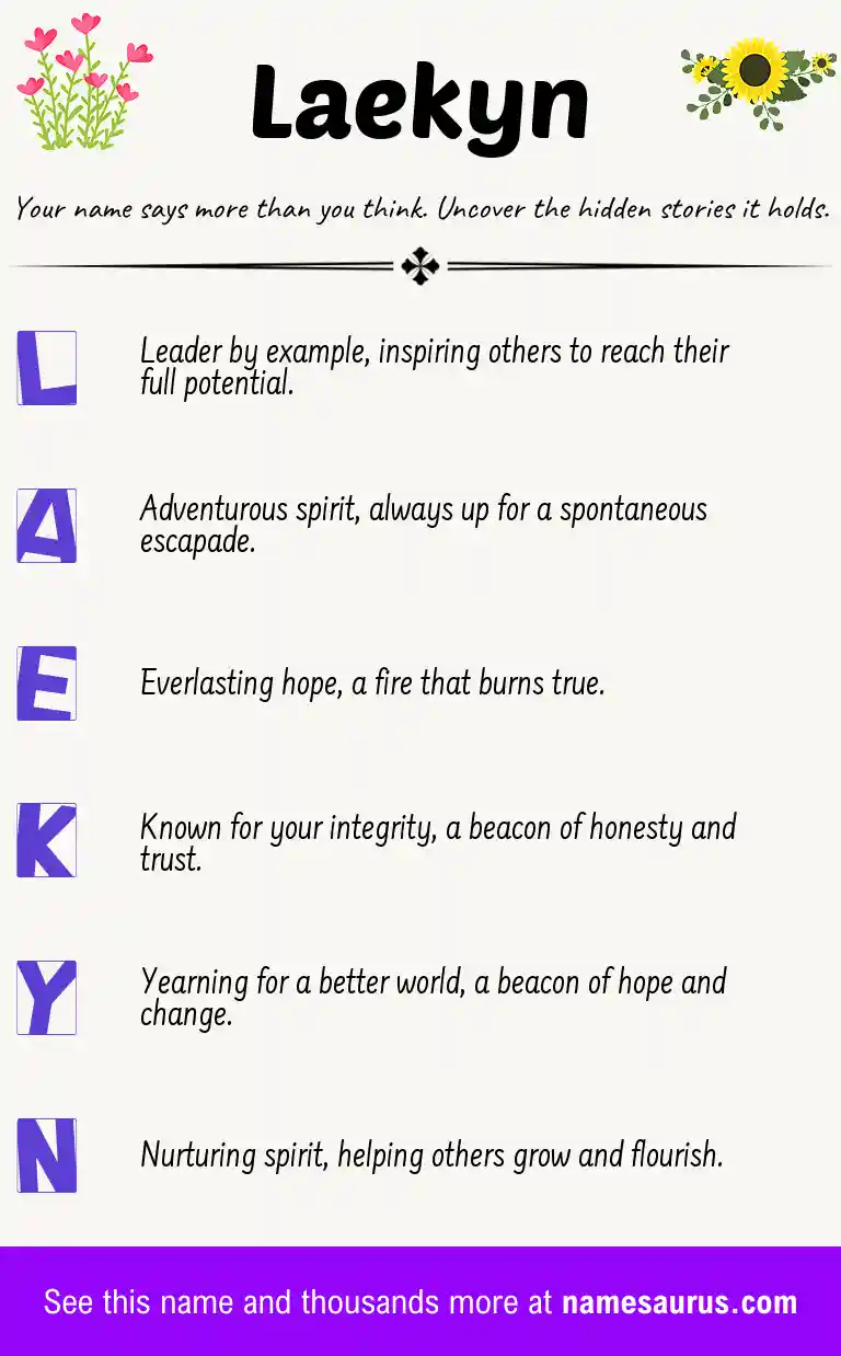 Acrostic poem about Laekyn.