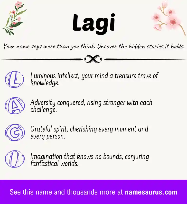 Acrostic poem about Lagi.
