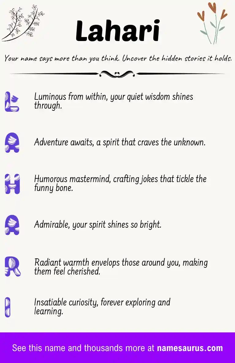 Acrostic poem about Lahari.