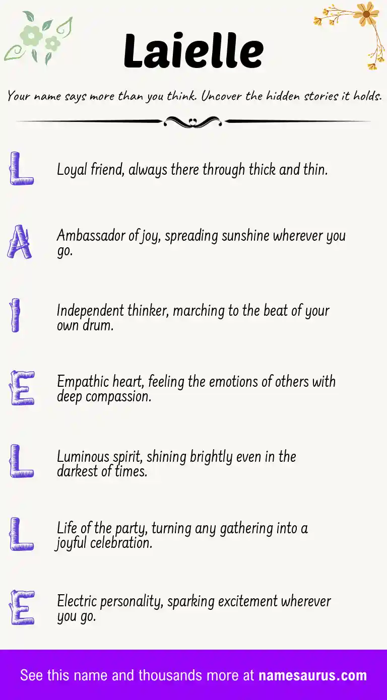 Acrostic poem about Laielle.