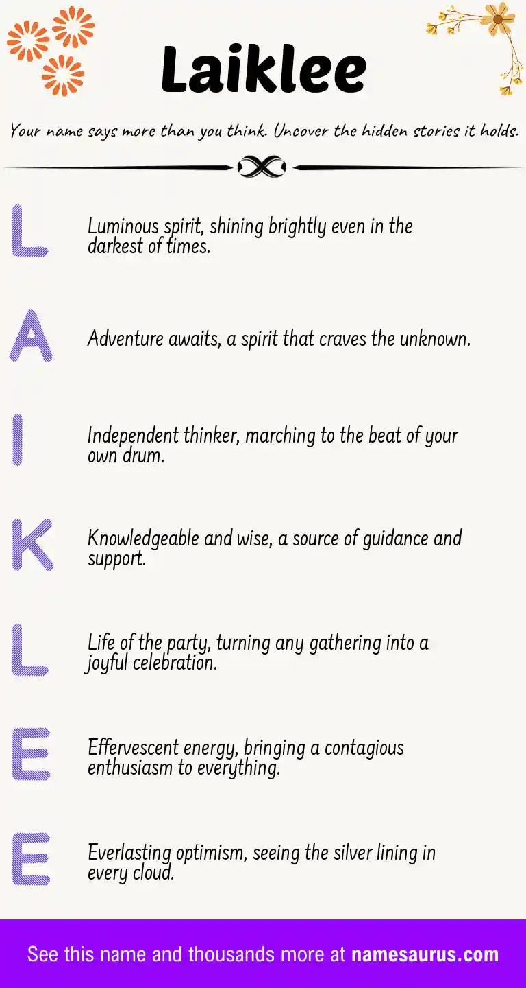Acrostic poem about Laiklee.