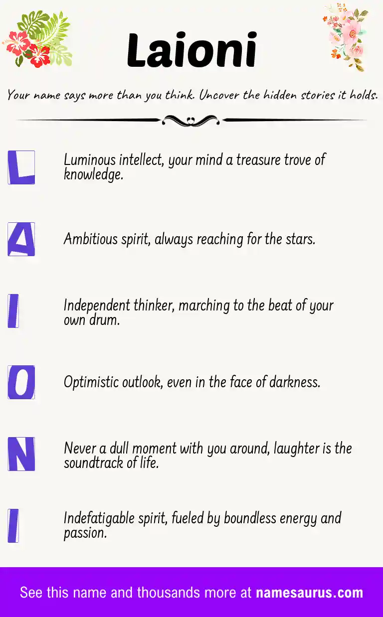 Acrostic poem about Laioni.