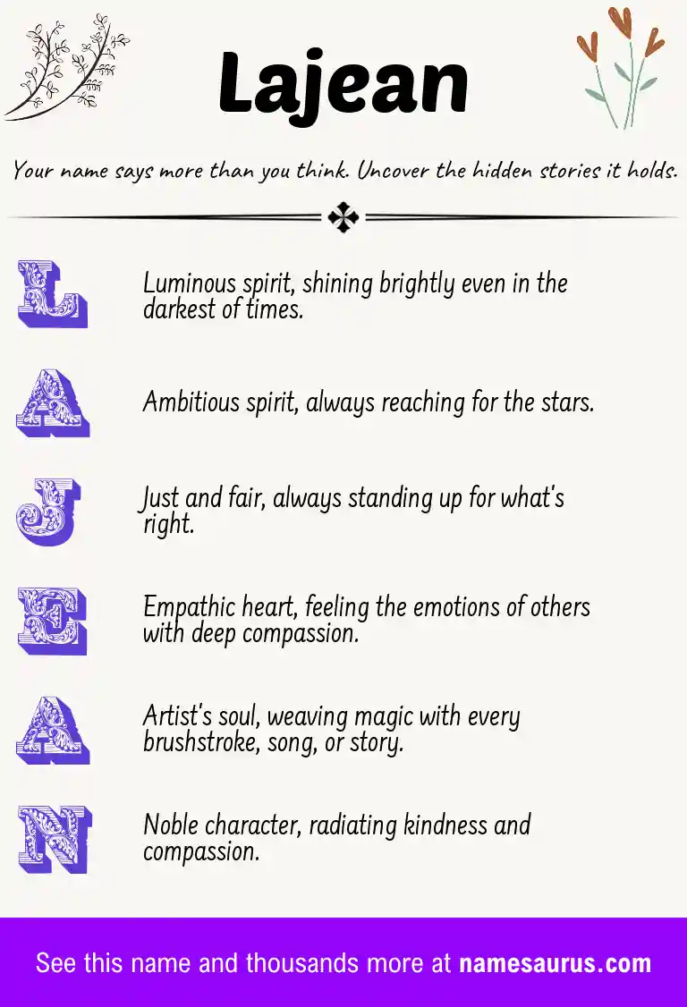 Acrostic poem about Lajean.
