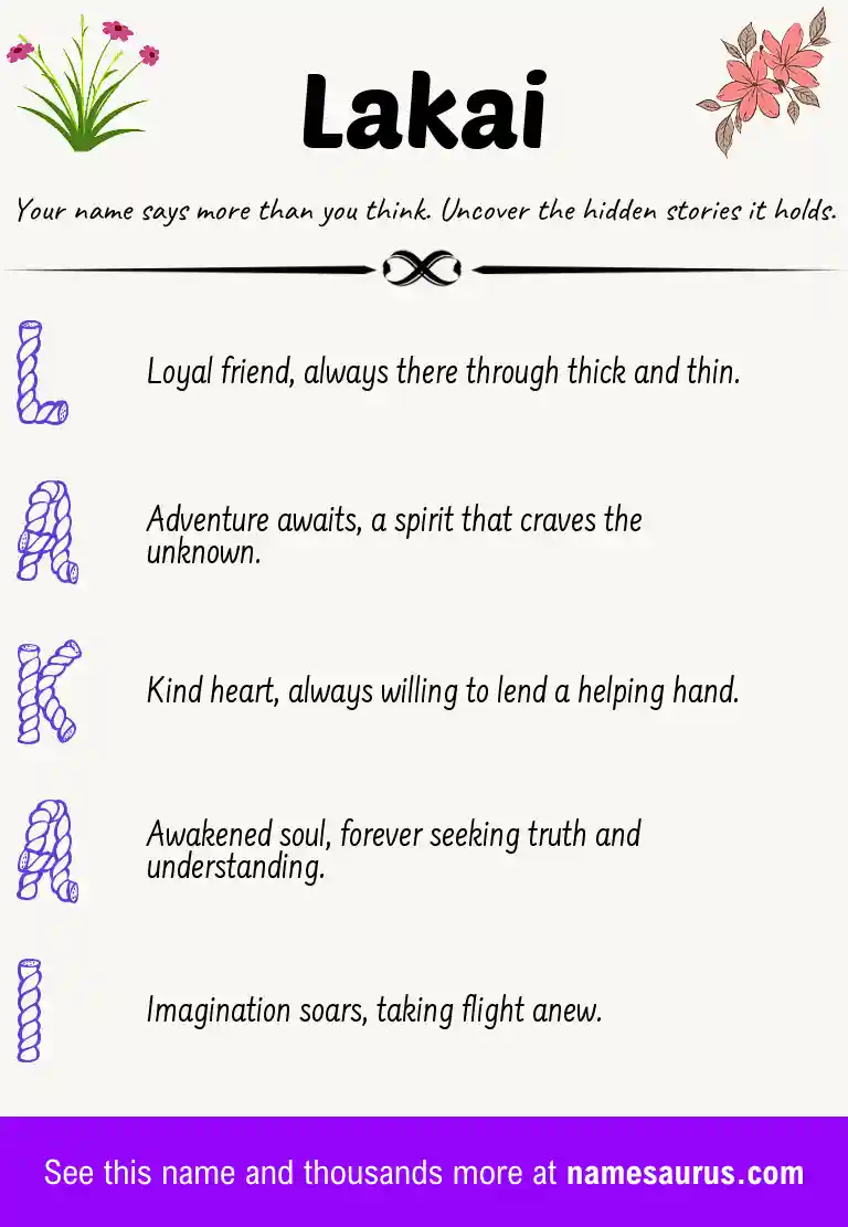 Acrostic poem about Lakai.