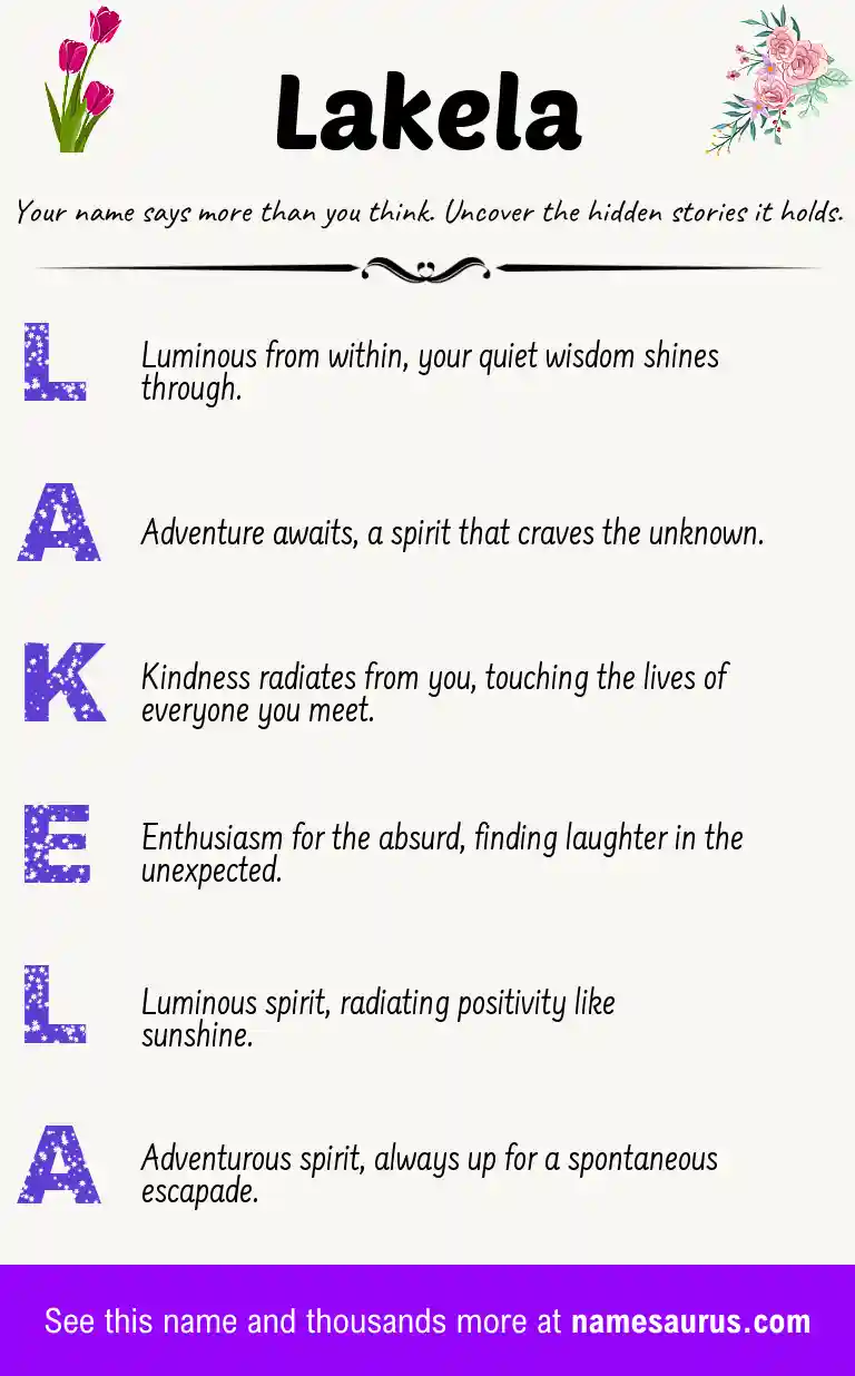 Acrostic poem about Lakela.