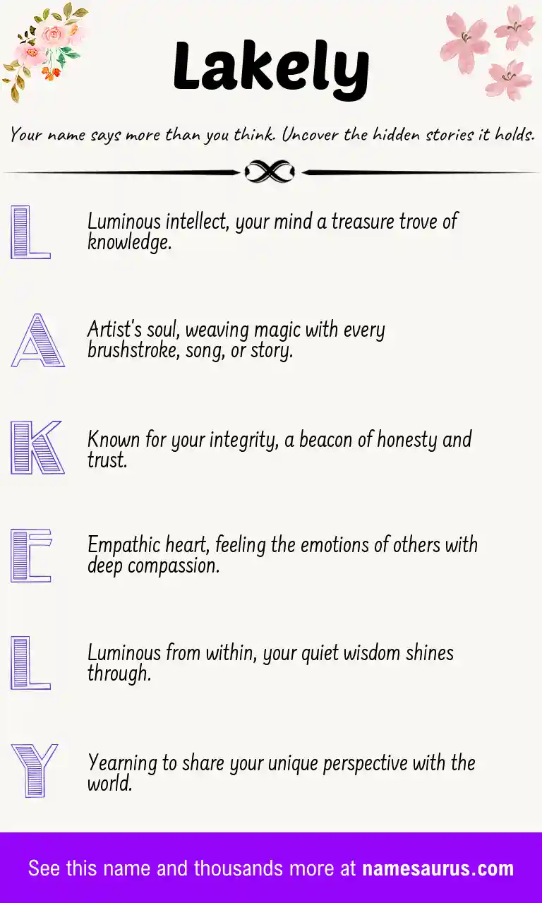 Acrostic poem about Lakely.