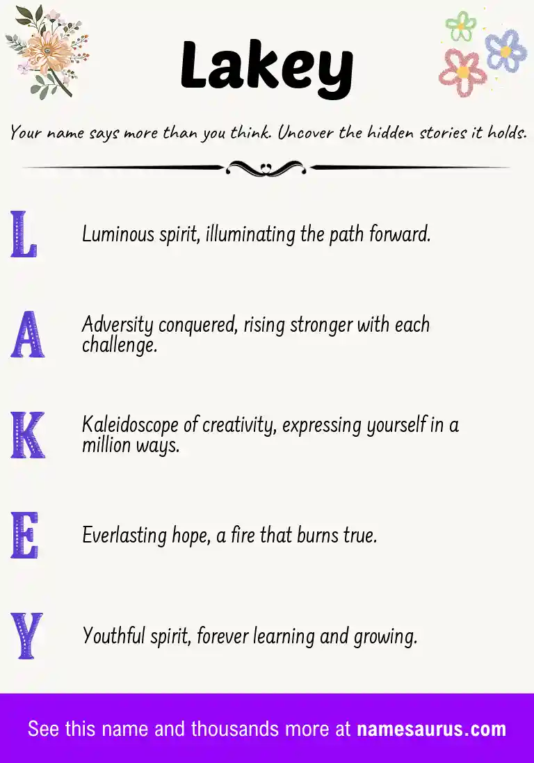 Acrostic poem about Lakey.