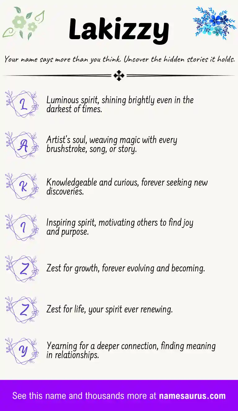 Acrostic poem about Lakizzy.