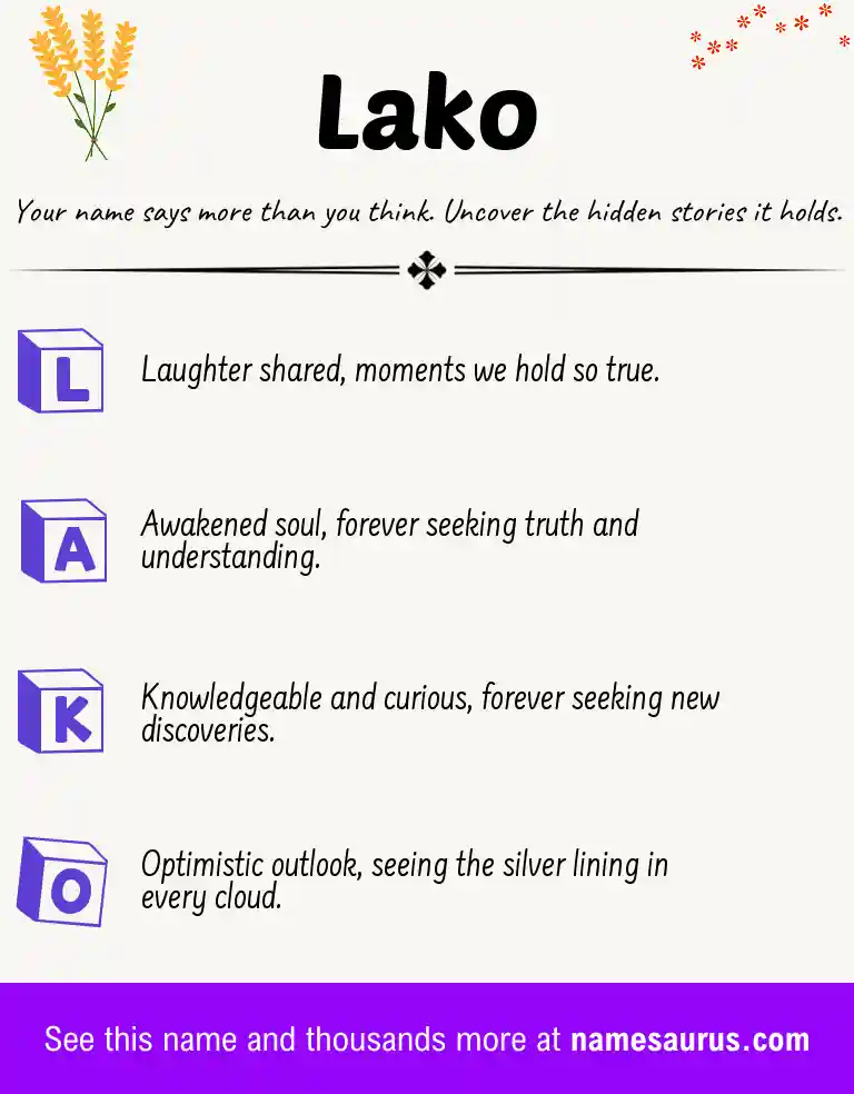 Acrostic poem about Lako.