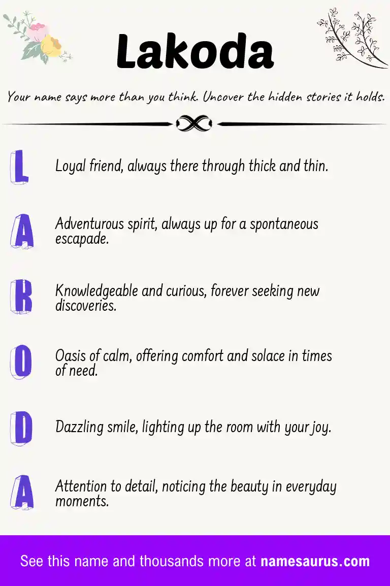 Acrostic poem about Lakoda.