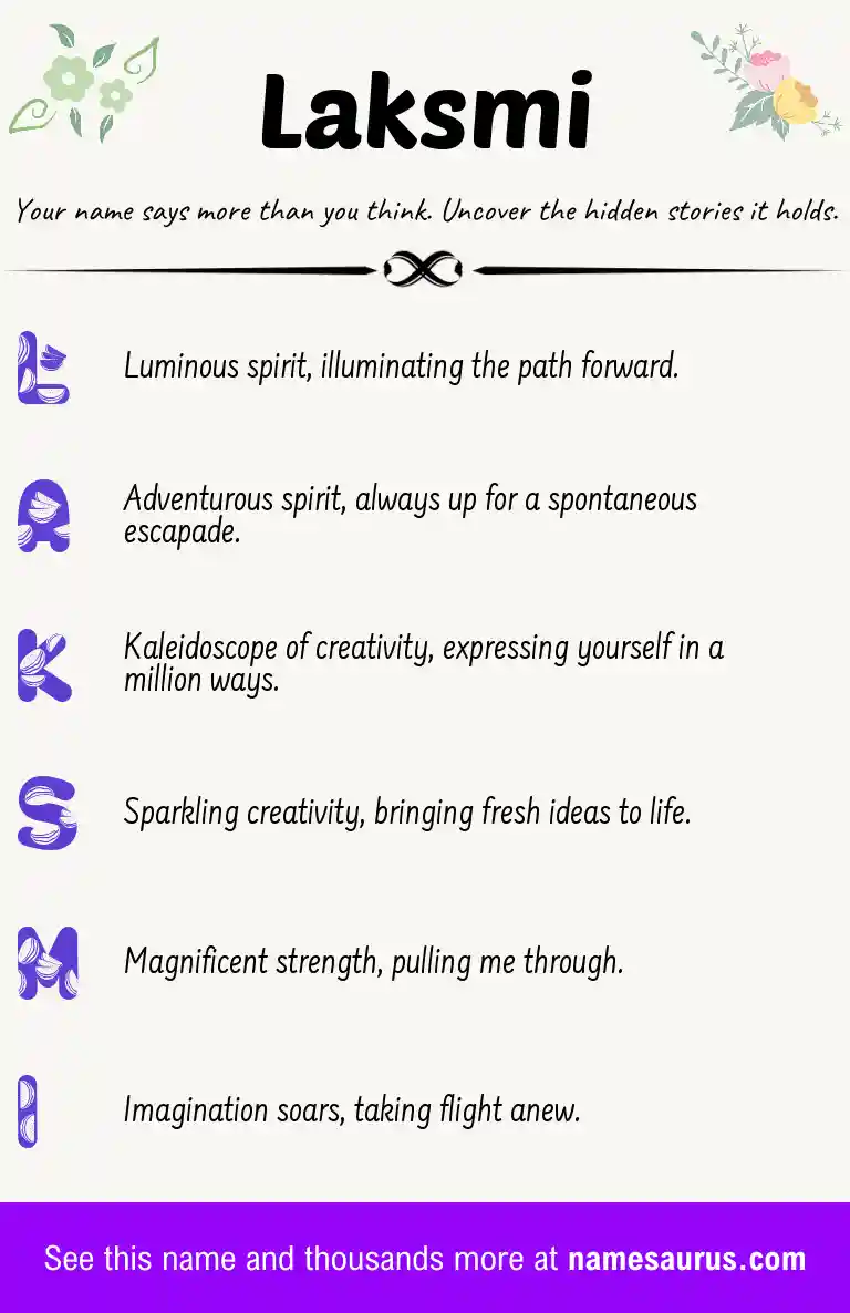 Acrostic poem about Laksmi.