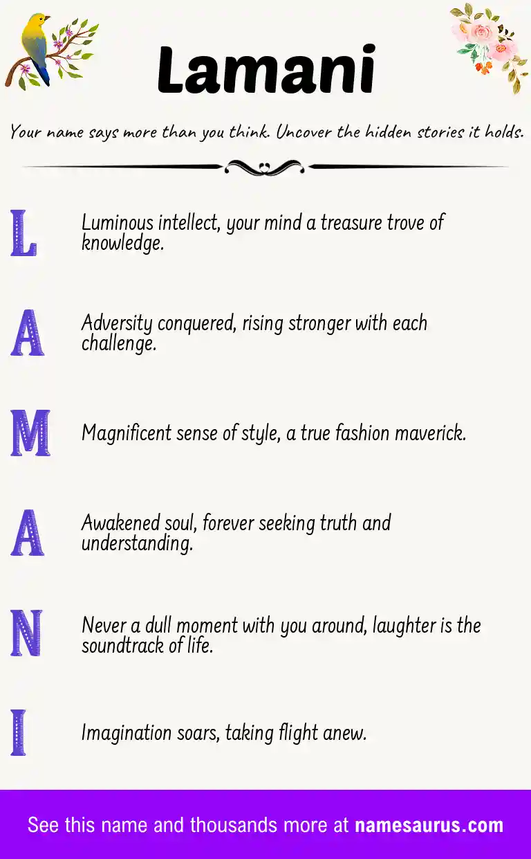 Acrostic poem about Lamani.