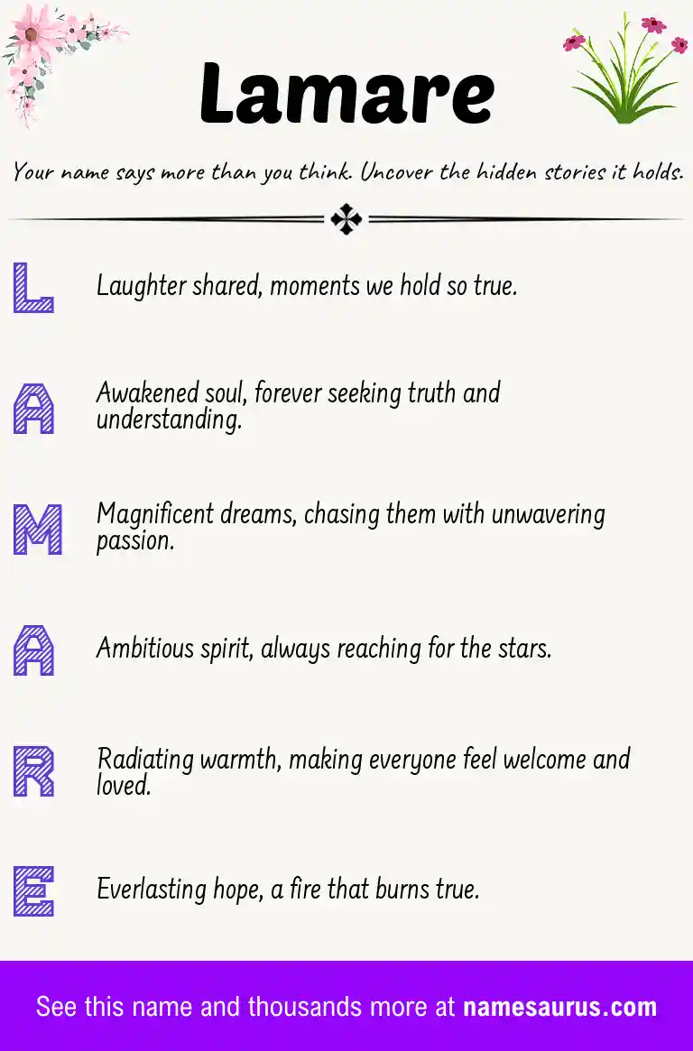 Acrostic poem about Lamare.