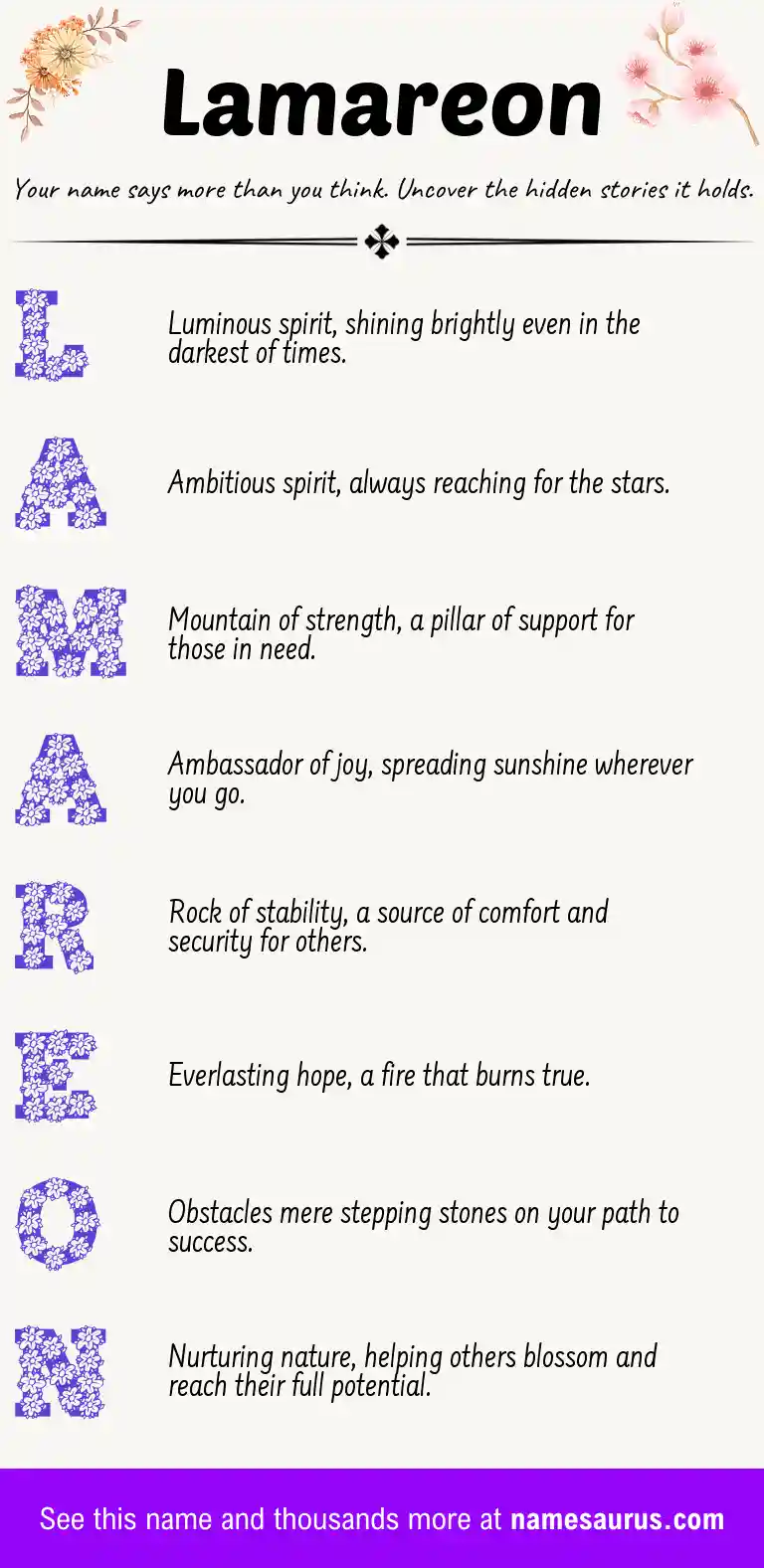 Acrostic poem about Lamareon.