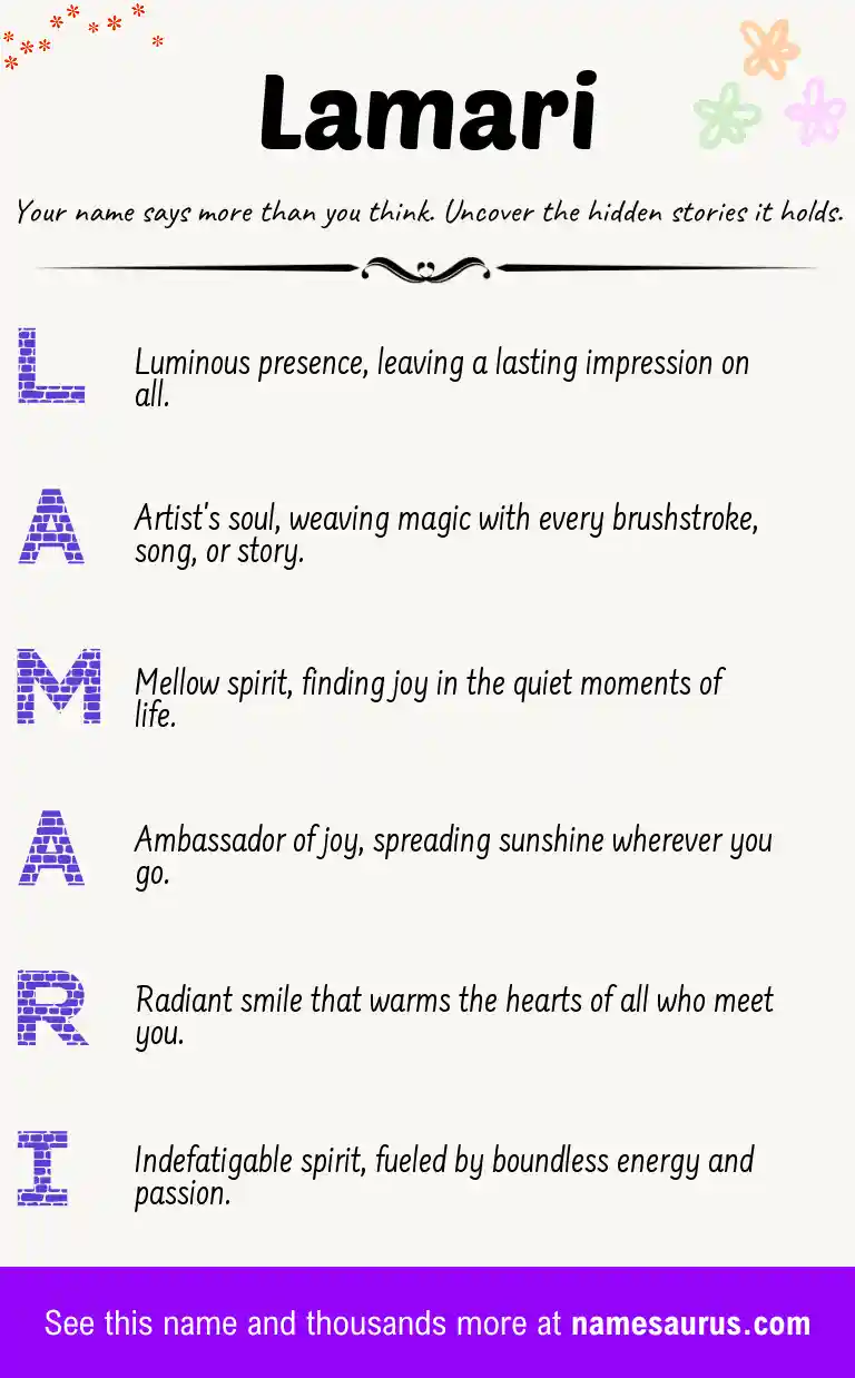 Acrostic poem about Lamari.