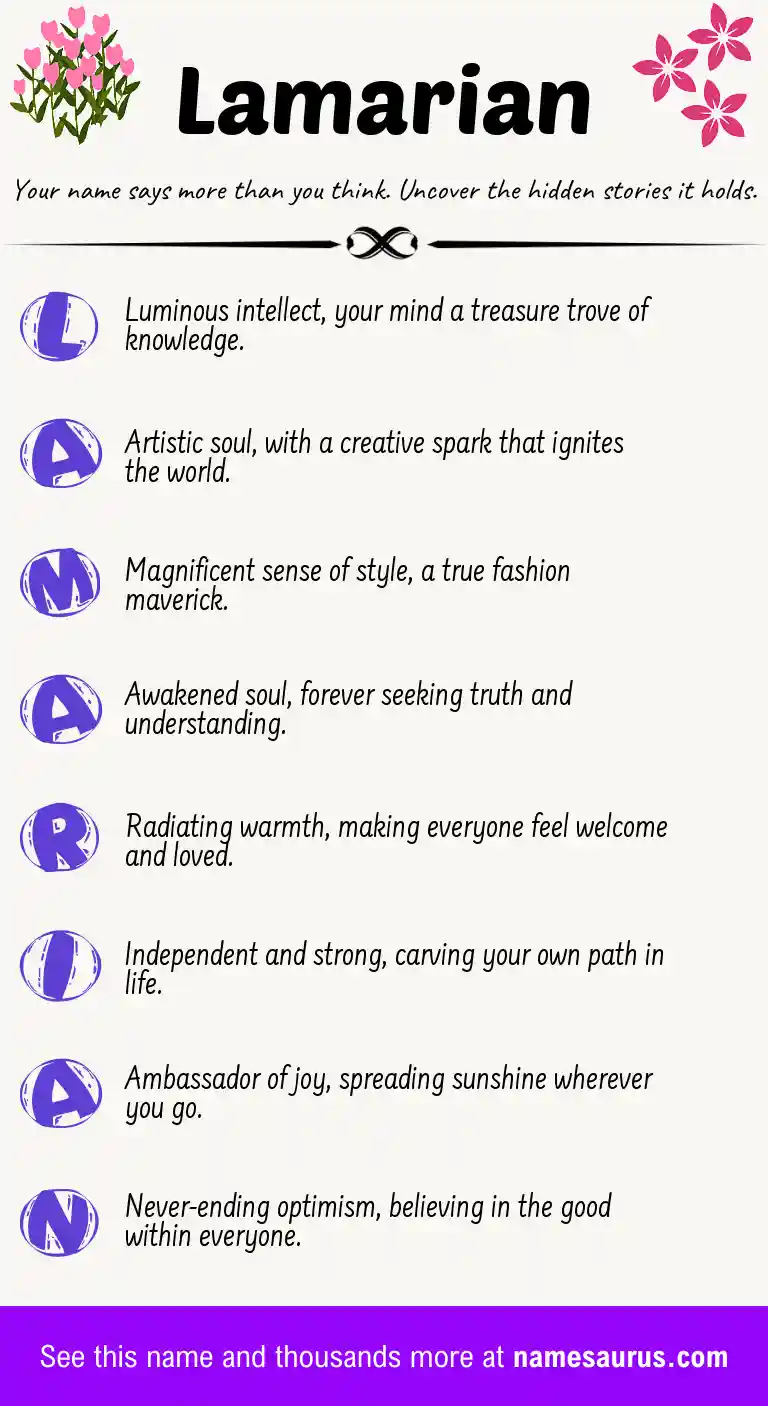 Acrostic poem about Lamarian.
