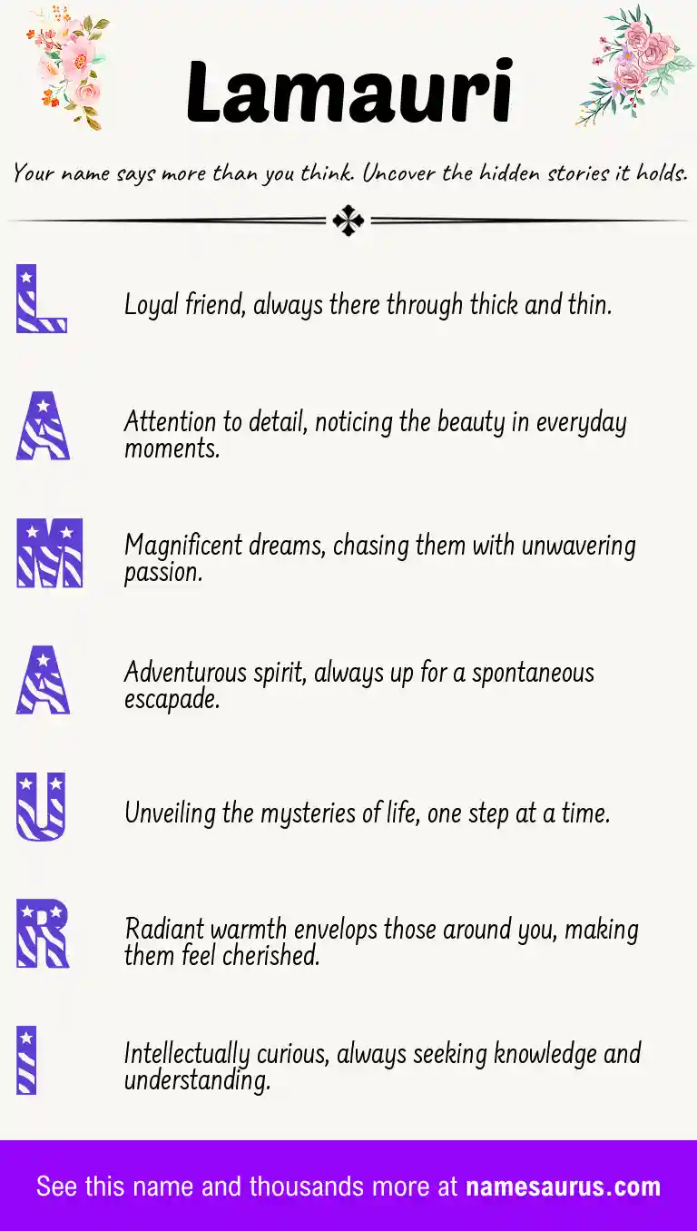Acrostic poem about Lamauri.