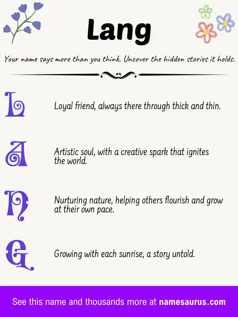 Acrostic poem about Lang.