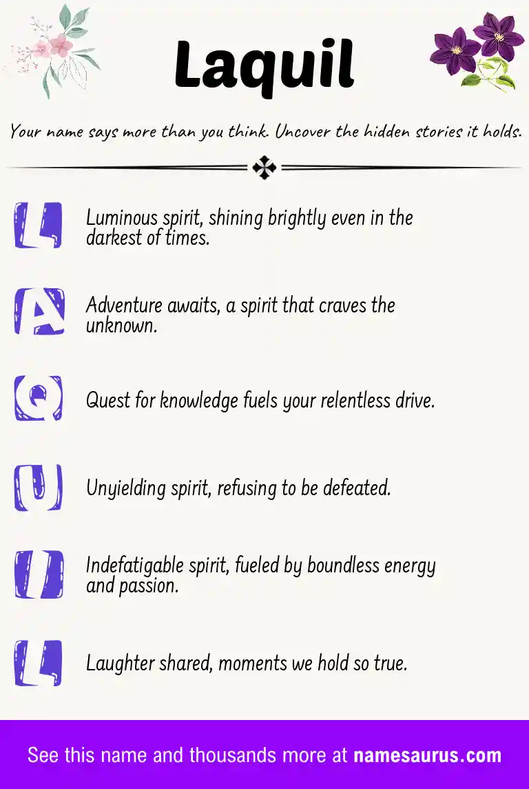 Acrostic poem about Laquil.