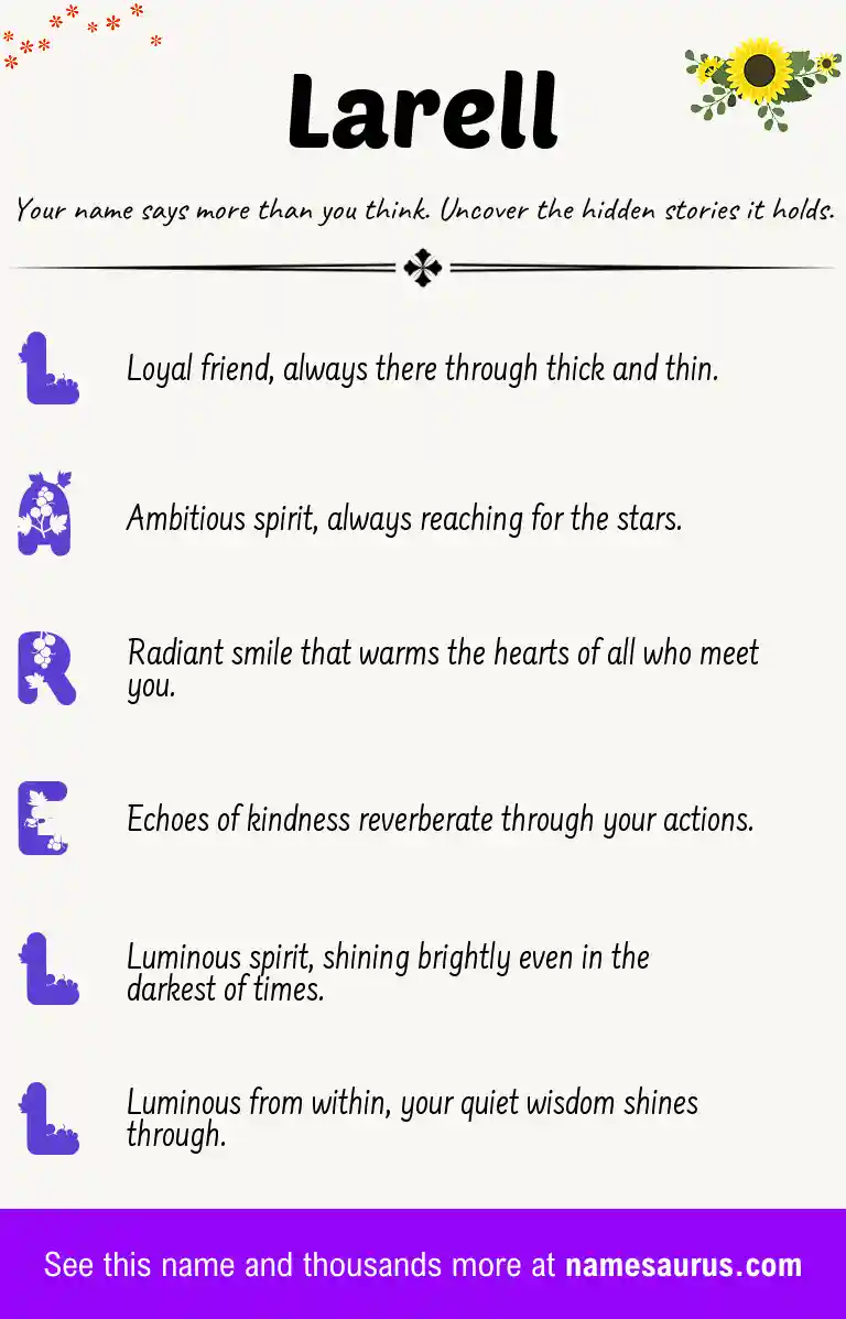 Acrostic poem about Larell.