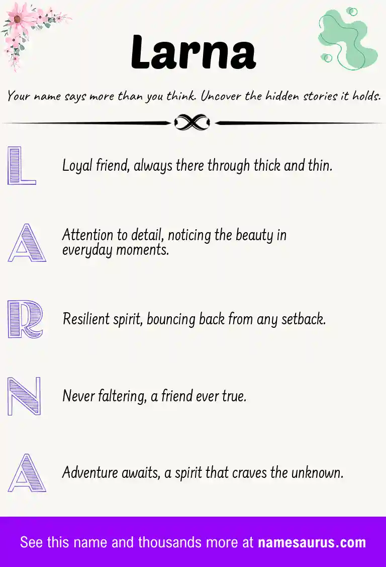 Acrostic poem about Larna.