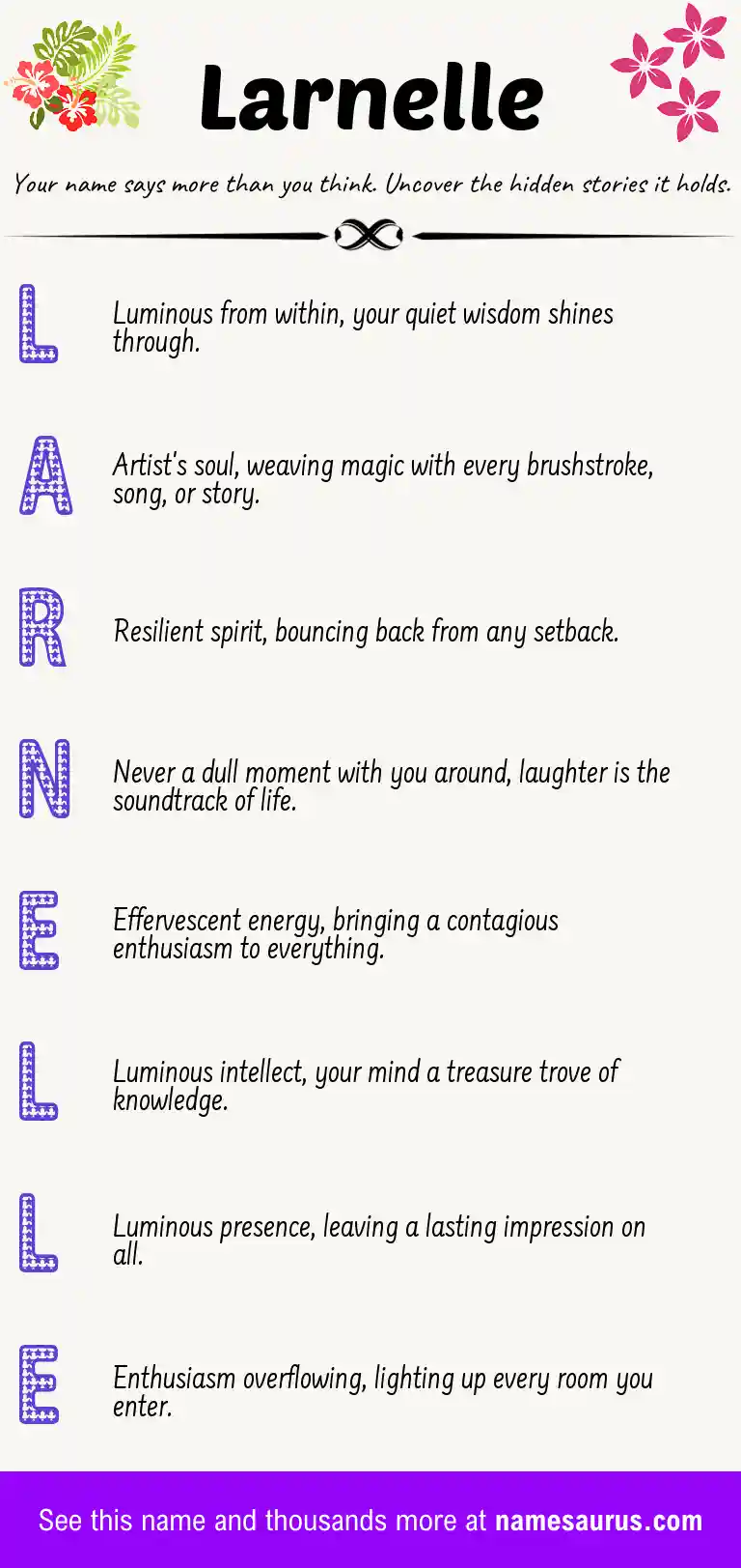 Acrostic poem about Larnelle.