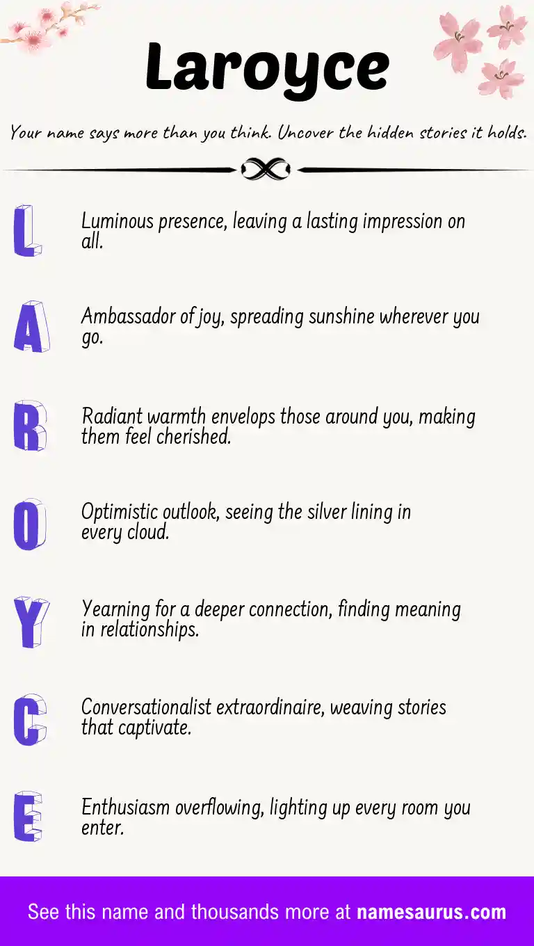 Acrostic poem about Laroyce.