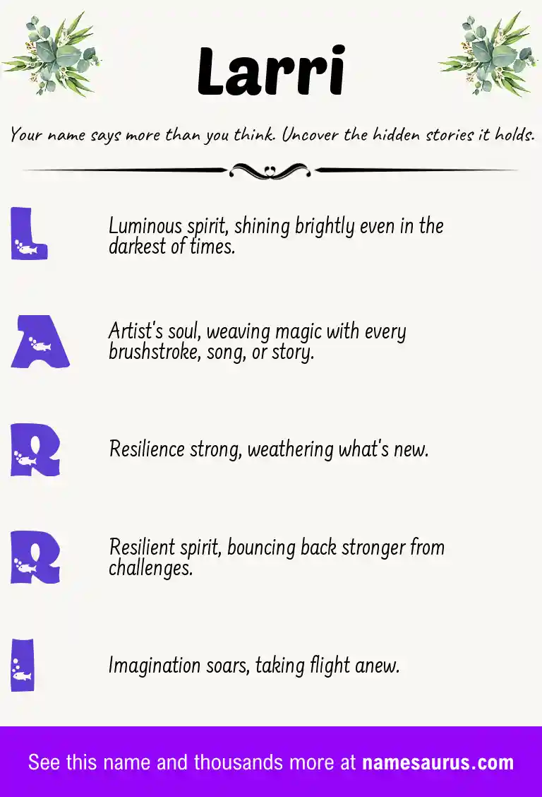 Acrostic poem about Larri.