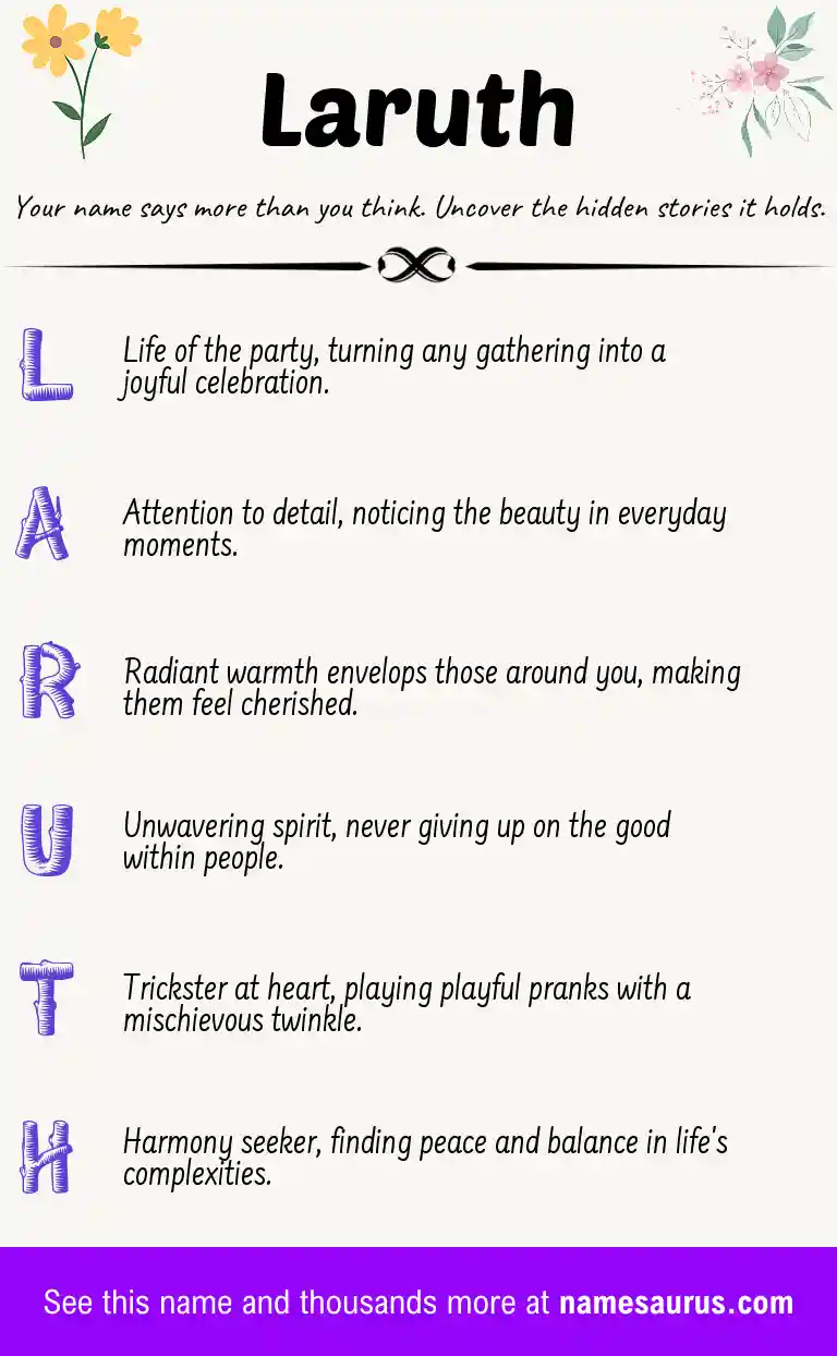 Acrostic poem about Laruth.
