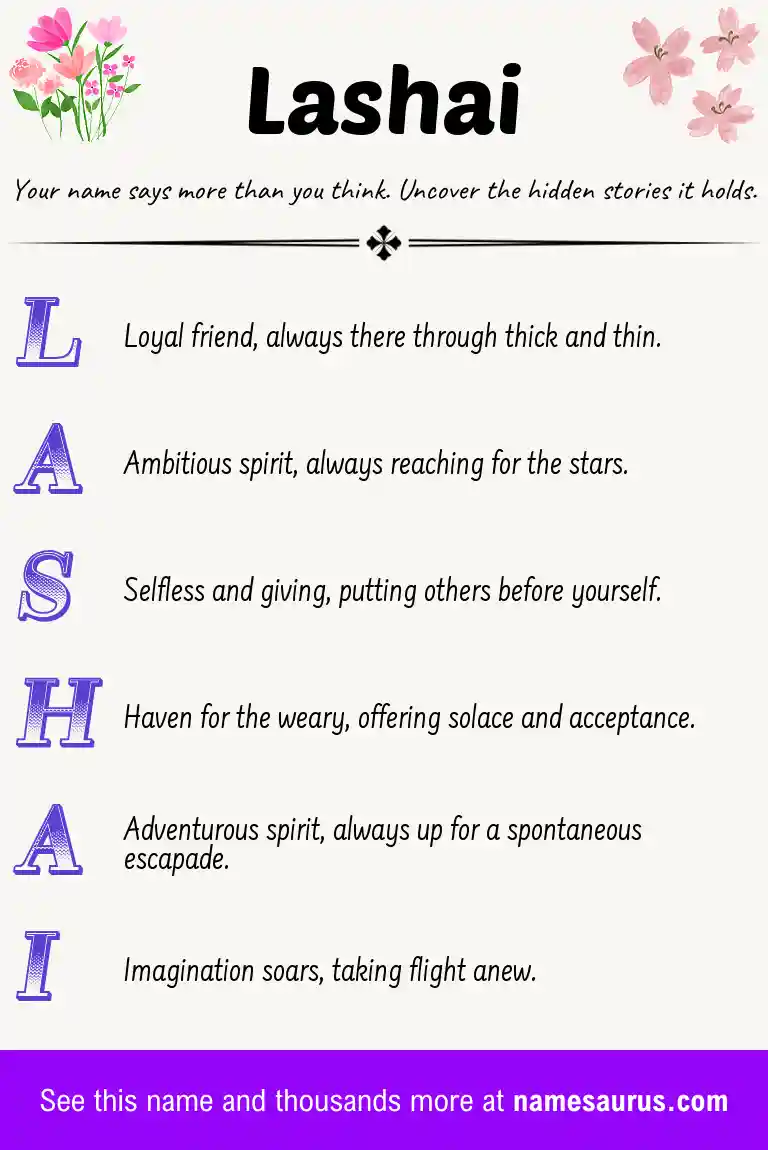 Acrostic poem about Lashai.