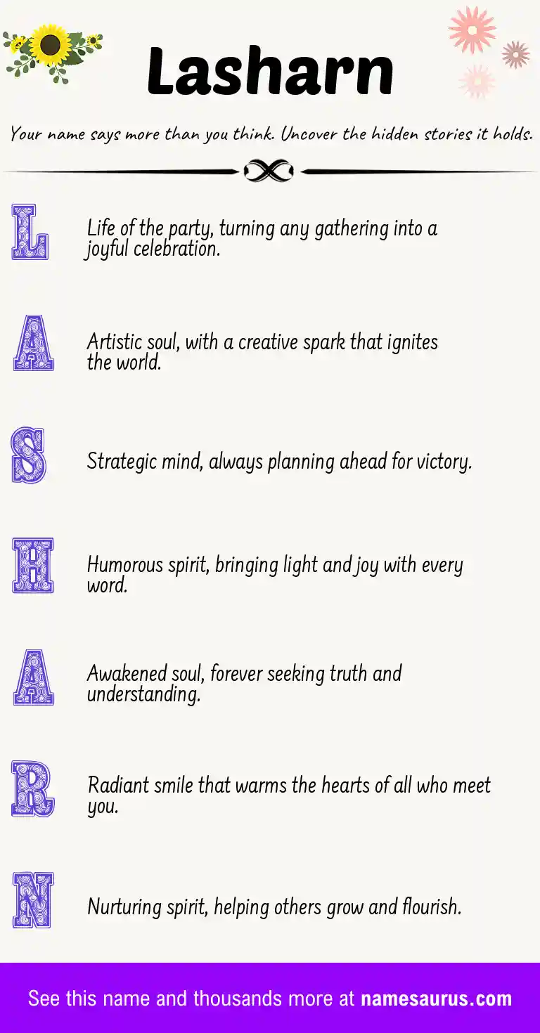 Acrostic poem about Lasharn.