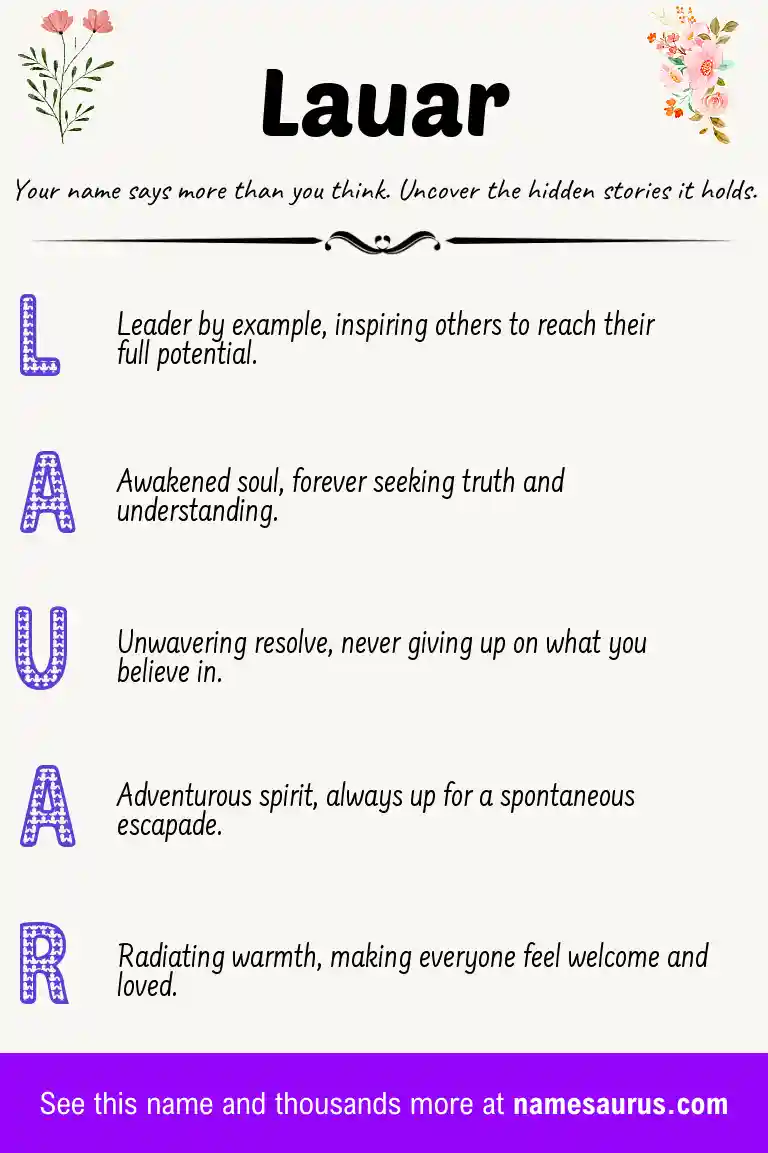 Acrostic poem about Lauar.