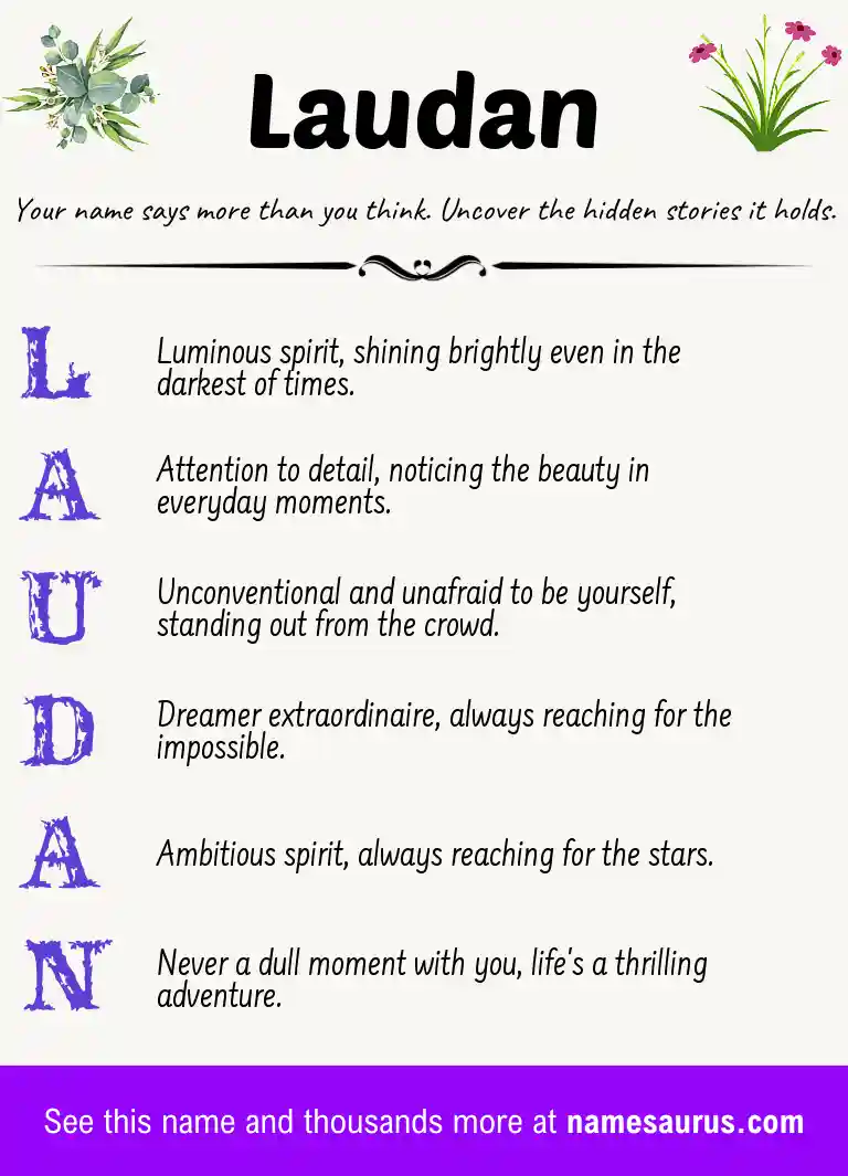Acrostic poem about Laudan.