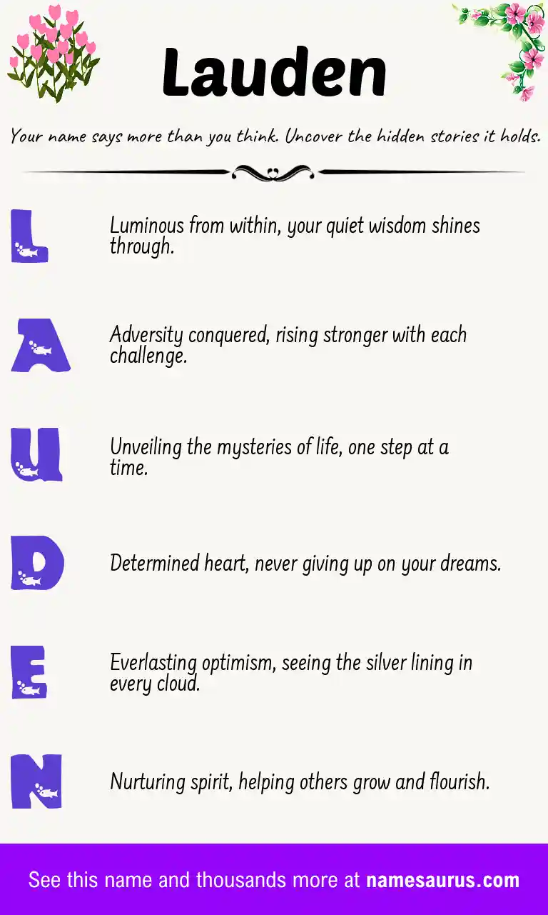 Acrostic poem about Lauden.