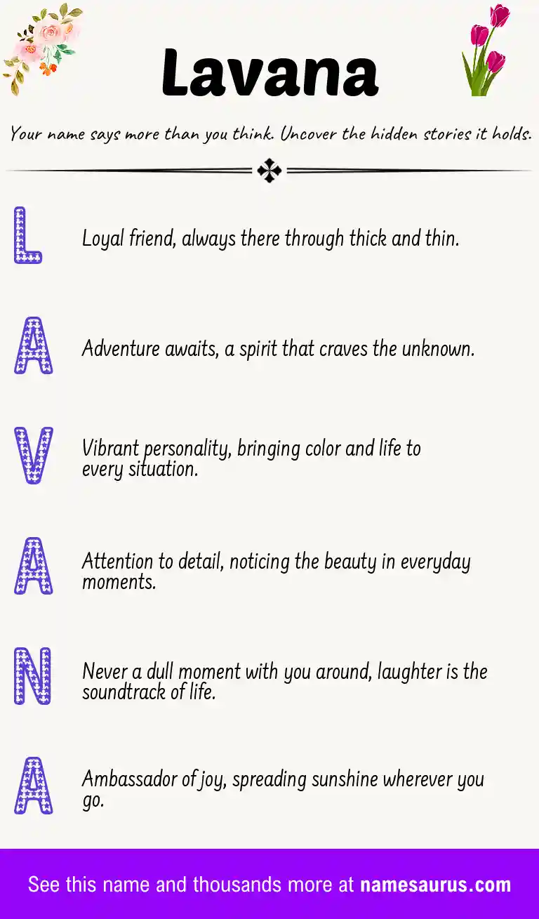 Acrostic poem about Lavana.