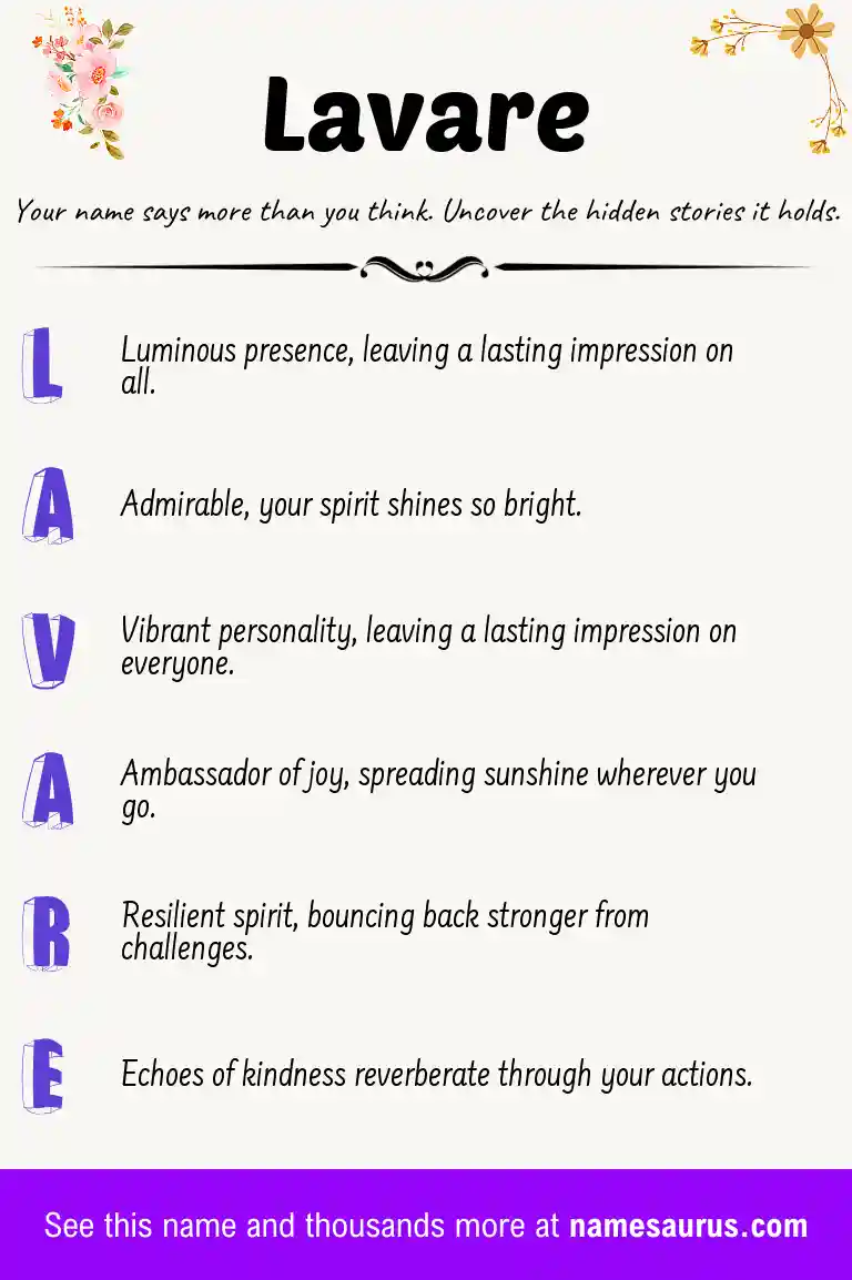 Acrostic poem about Lavare.