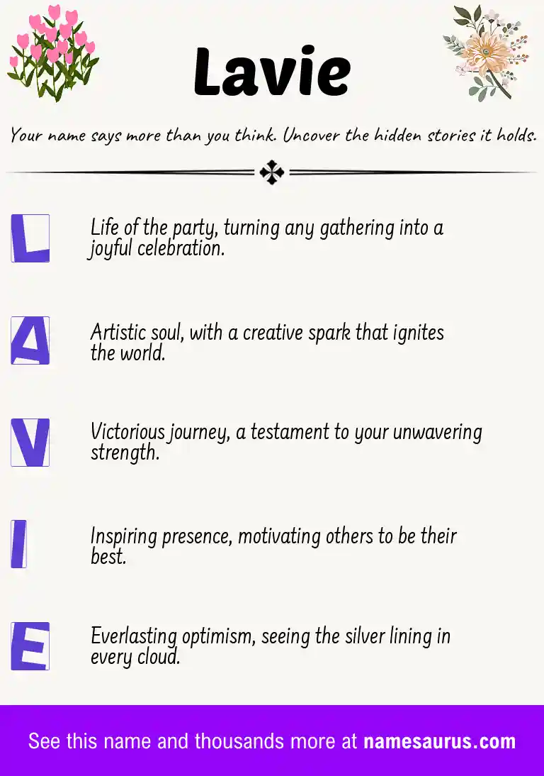 Acrostic poem about Lavie.